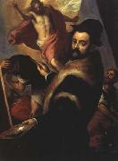 PALMA GIOVANE Self-Portrait Painting the Resurrection of Christ oil on canvas
